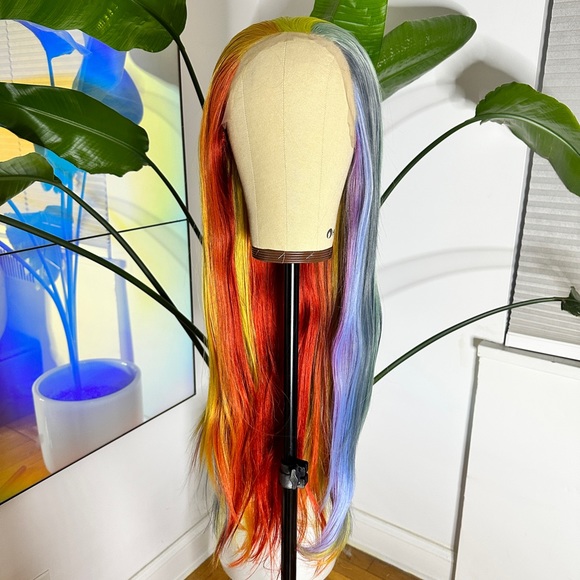 Straight Mermaid Rainbow Lace Front Wig - Picture 1 of 15